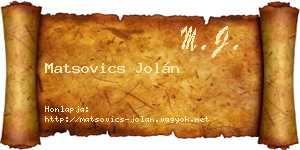 Matsovics Jolán névjegykártya